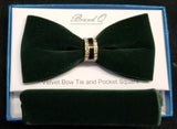 Brand Q Green Velvet Men's Fashion Bow Tie Set