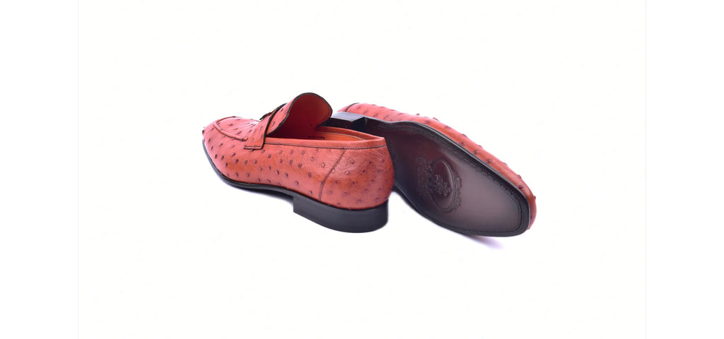 H buckle Loafer -Rust Ostrich