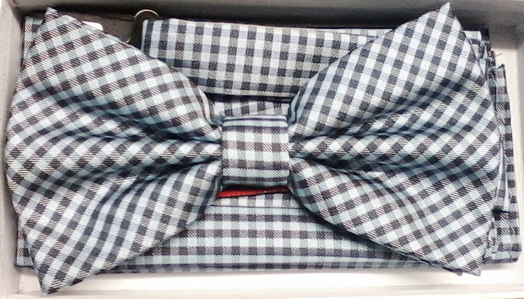 Brand Q Blue & Black Plaid Bow Tie Set