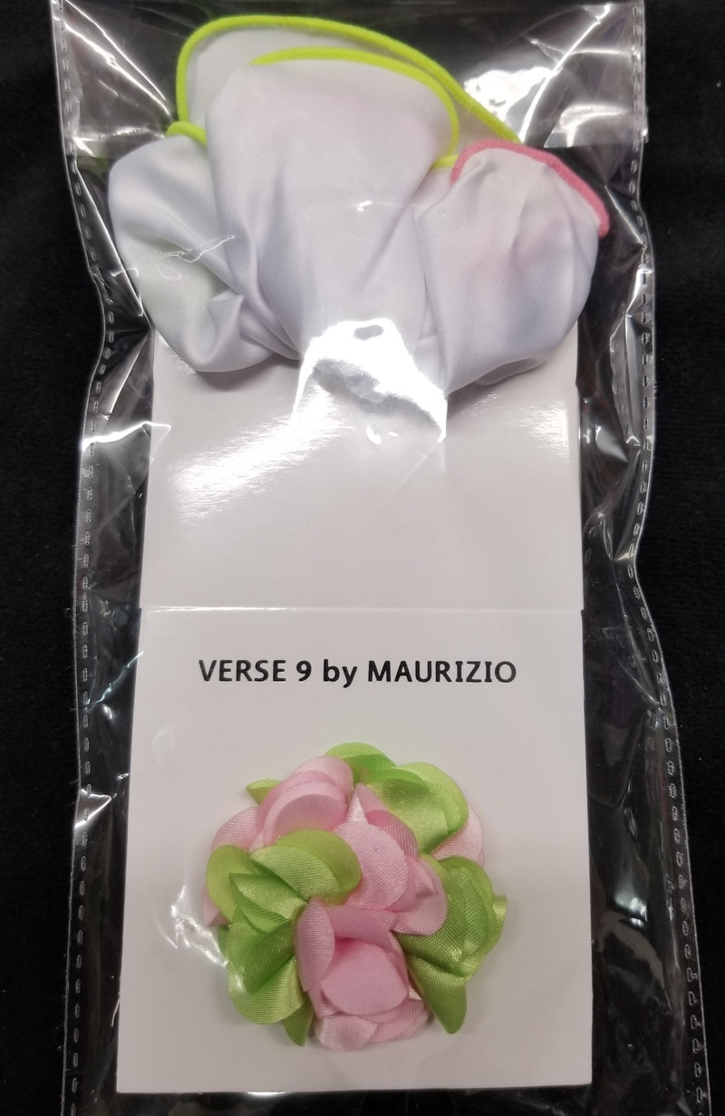 Verse 9 Lime Green/Pink Round Pocket Hanky Lapel Pin Set