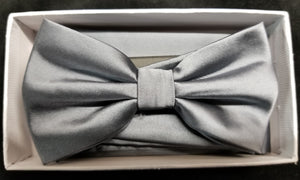 Brand Q Platinum Solid Bow Tie Set