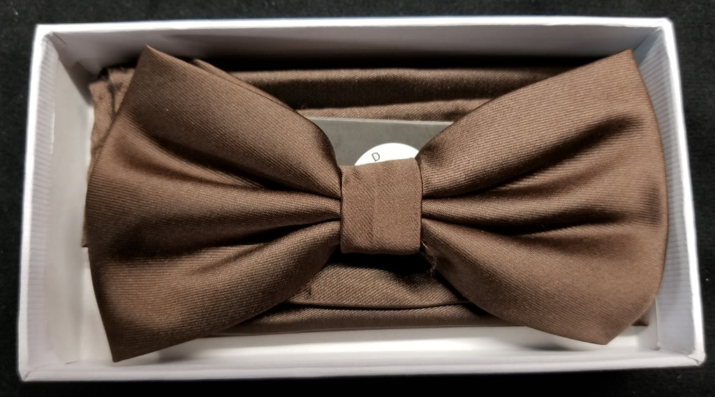 Brand Q Brown Solid Bow Tie Set