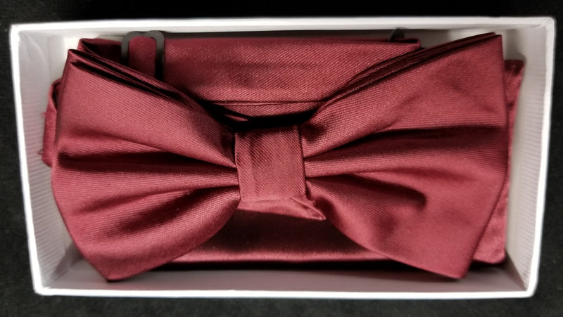 Brand Q  Burgundy Solid Bow Tie Set
