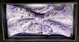 Pre-Tied Men's Jacquard Lavender Paisley Floral Print Bow Tie Set