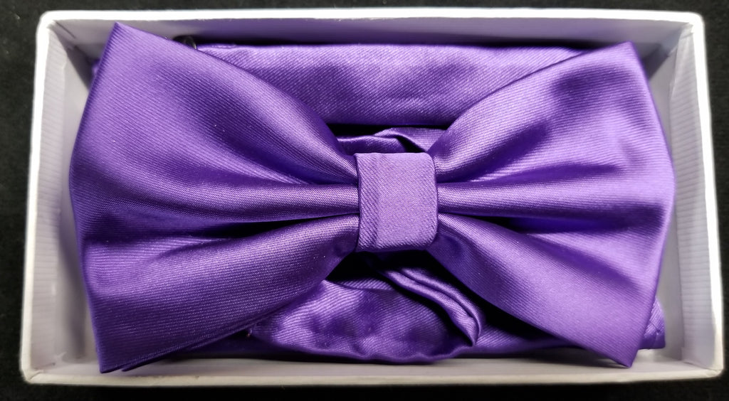 Brand Q Purple Solid Bow Tie Set