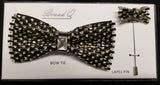 Brand Q Gold Crystal Bow Tie Lapel Pin Set