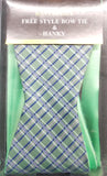 Umo Lorenzo Reversible Green, Blue, Pink, White Free Style Bow Tie Set