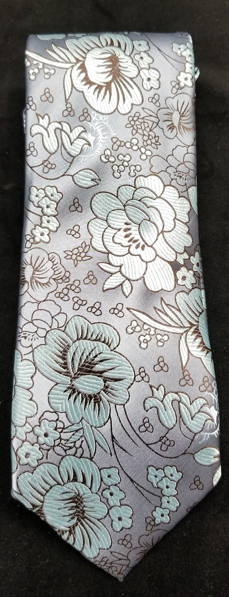 VERSE 9 GREY/BLUE/ WHITE/BLACK MULTI-COLOR FLORAL PRINT MEN'S FASHION DRESS TIE