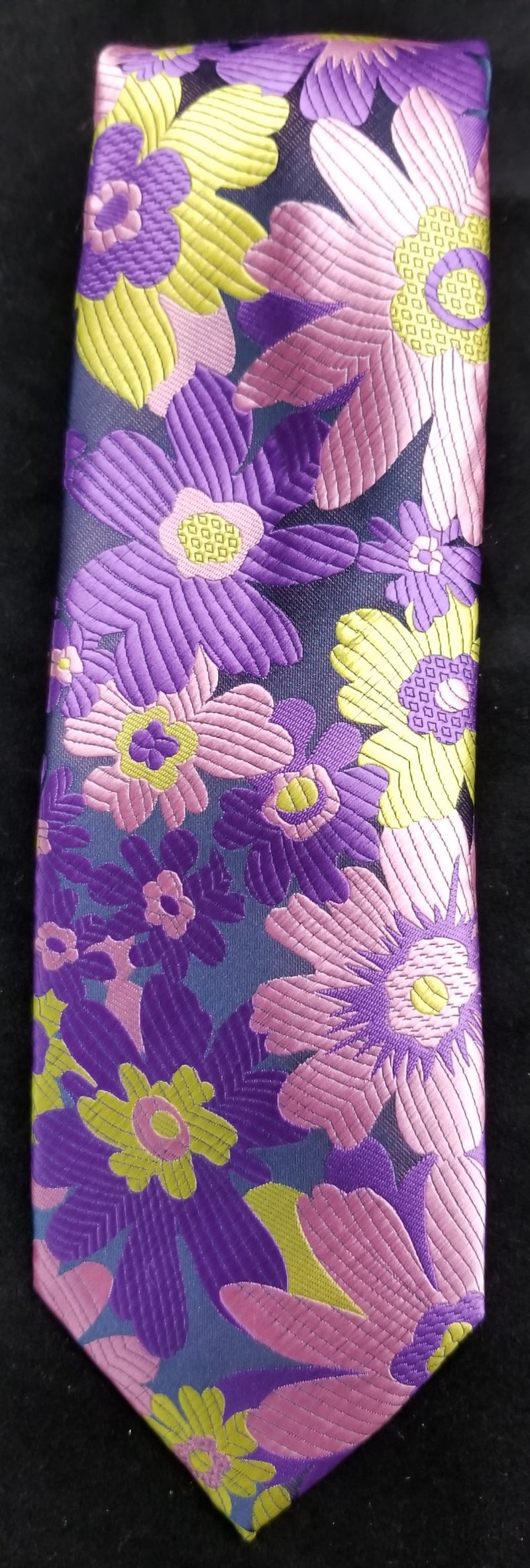 VERSE 9 PURPLE/YELLOW MULTI-COLOR FLORAL PRINT DESIGN MEN'S FASHION DRESS TIE
