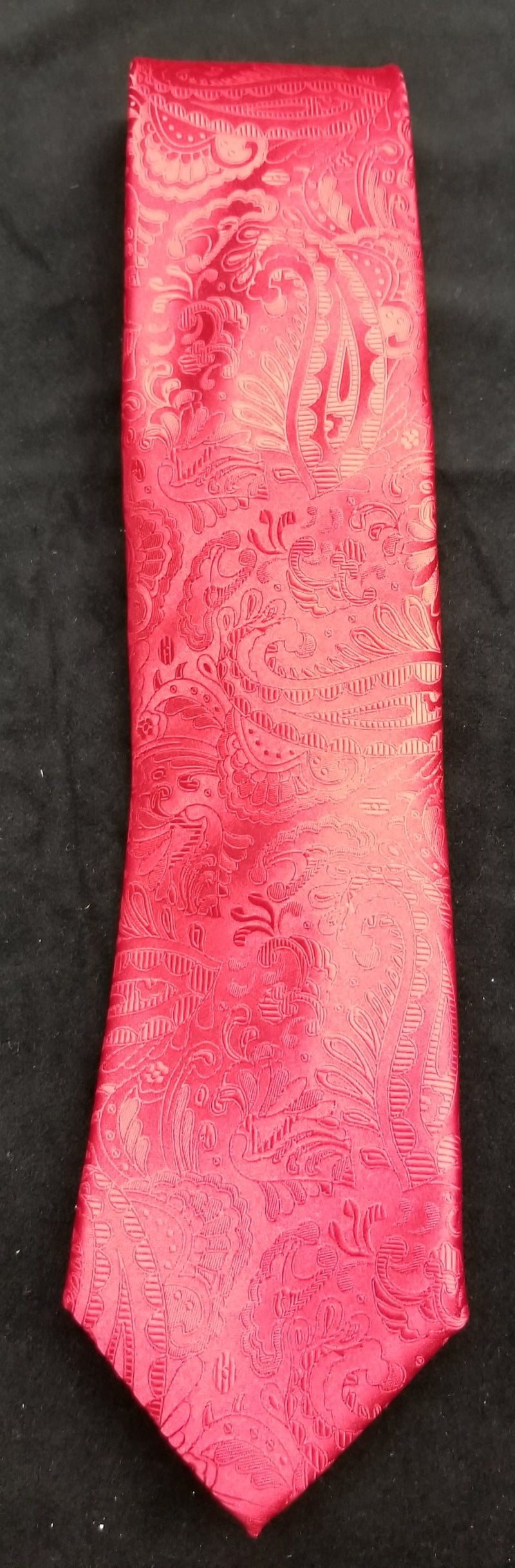 VERSE 9 RED JACQUARD PAISLEY DESIGN MEN'S FASHION DRESS TIES