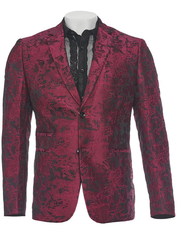 Shiny Abstract Slim Fit Jacquard Blazer
