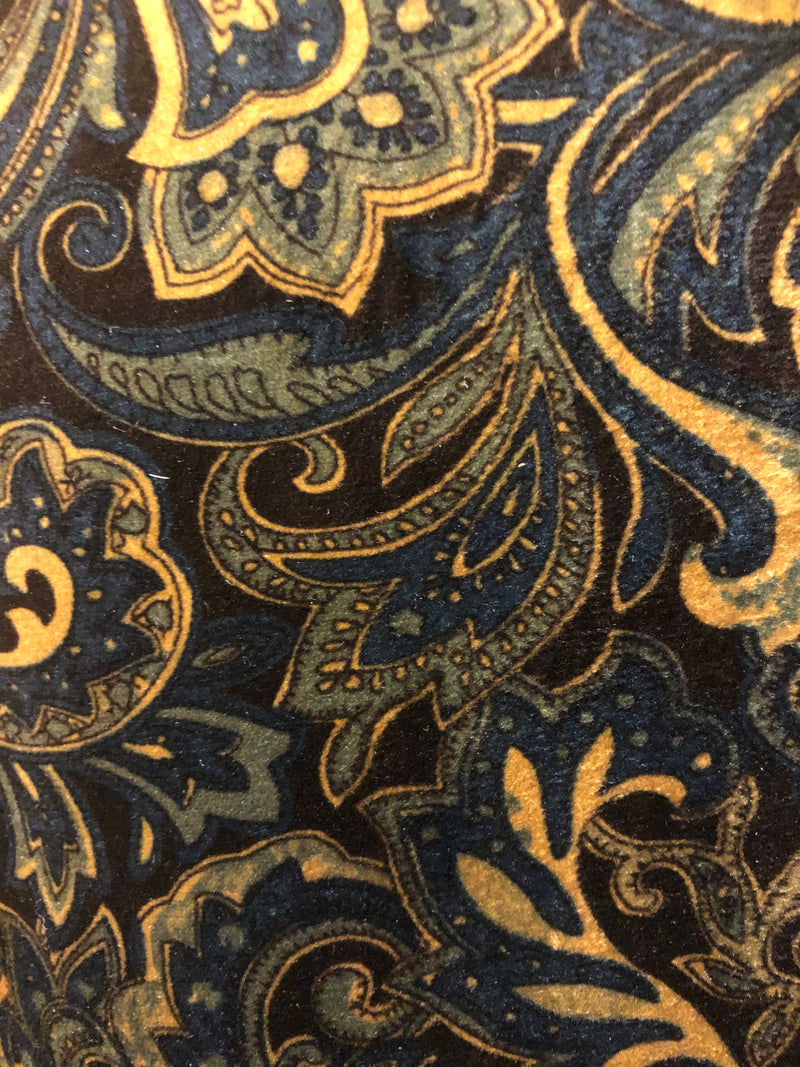 Shawl Collar Paisley Blazer with Velvet Trim