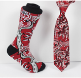 Verse 9 Kawaski - 1 Black/White/Red Paisley Jacquard Floral Pattern Print Design Sock Combo