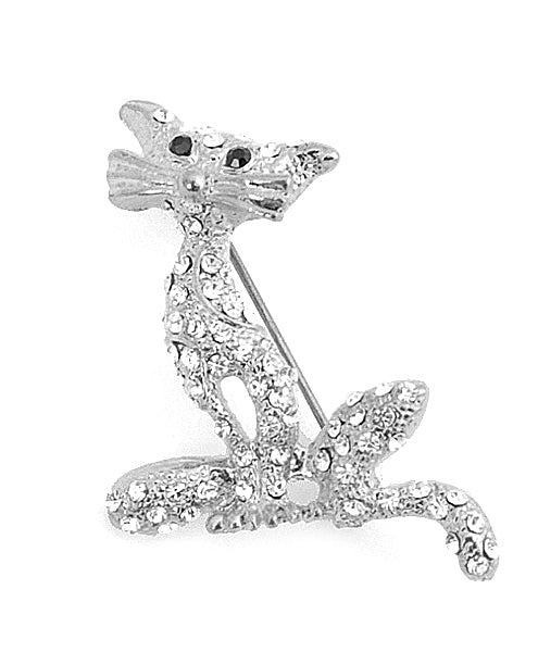Silver Diamond Panther Broach