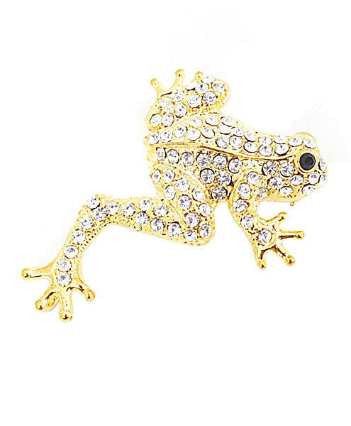Gold Diamond Frog Broach