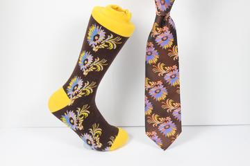 Verse 9 Dal Housie-3 Yellow/Brown/Blue/Lavender/Orange Floral Pattern Design Sock Combo