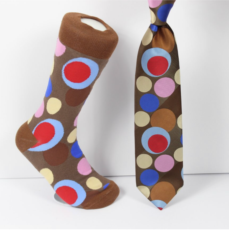 Verse 9 Pushcar-4 Brown/Pink/Blue/Red/Yellow Circle Dot Pattern Design Sock Combo
