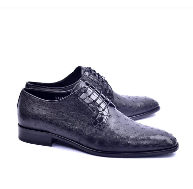Genuine Ostrich Black Lace up