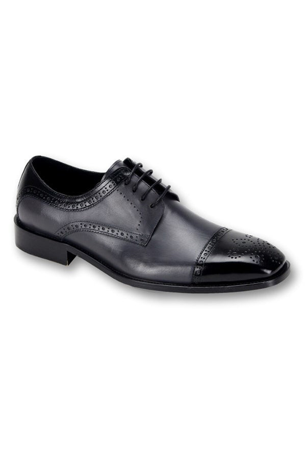 Steven Land Black/Grey Men's Leather Fashion Shoes